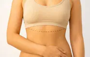 Busto femminile con una linea tratteggiata sotto il seno